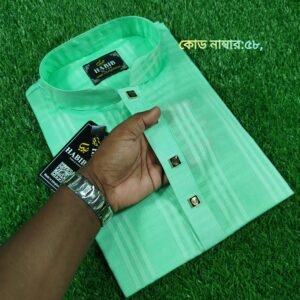 জামদানি সুতি পাঞ্জাবি ,লেমন কালার (কোড:58)